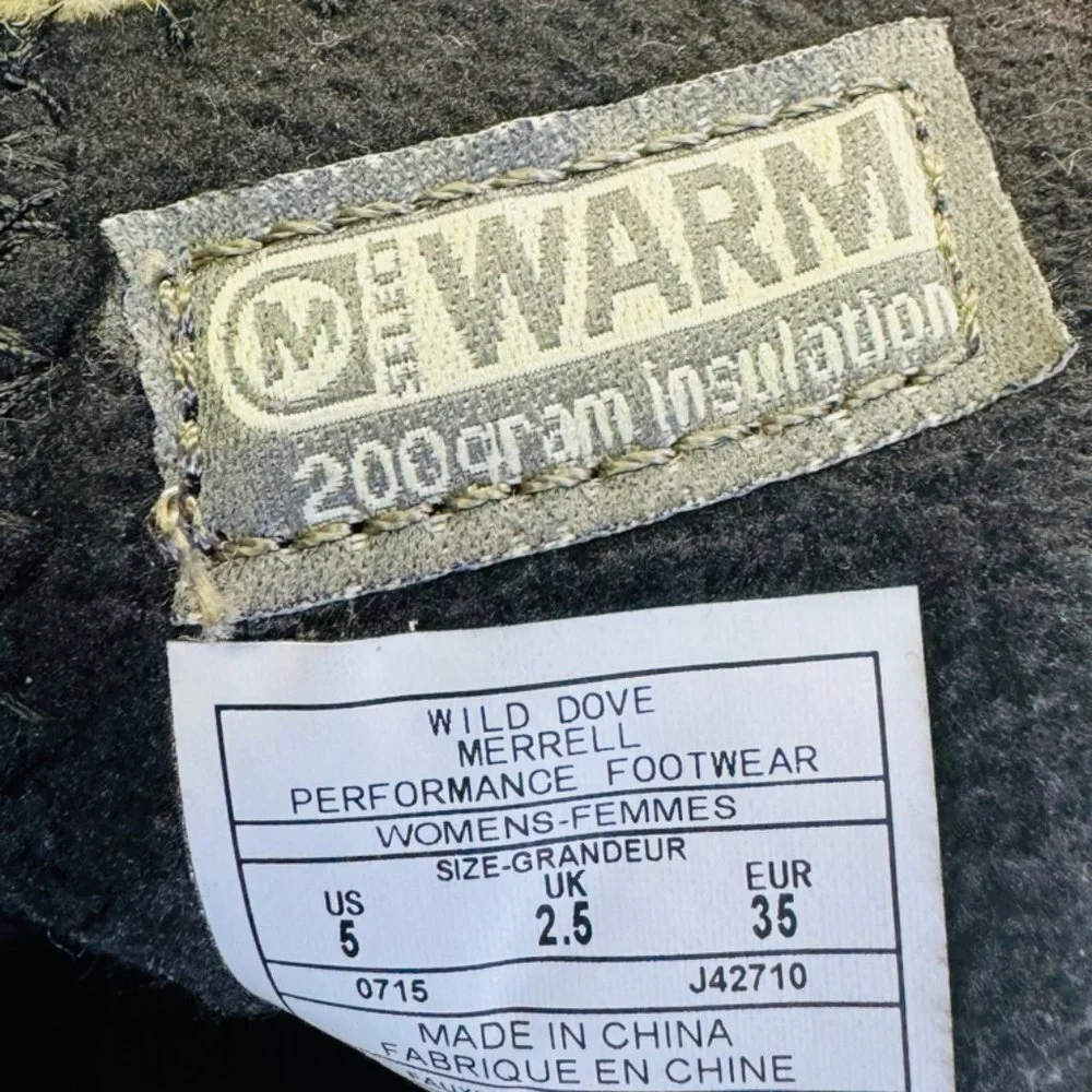 Merrell Select Dry Wild Dove 200 Gram Insulated Zip Fur Top Snow girls Boots 5